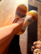 Filzschuhe „Herbstblumen“ mit Sohle - handgefertigtes Unikat von Anja - Mein Schusterhof