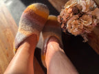 Filzschuhe „Herbstblumen“ mit Sohle - handgefertigtes Unikat von Anja - Mein Schusterhof