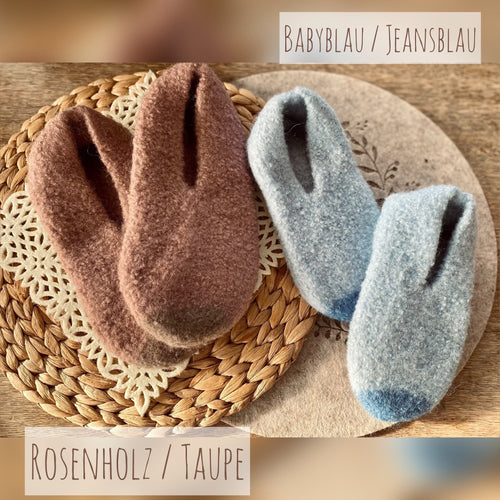 Filzschuhe in zwei individuellen Farben gestaltbar - handgefertigt von Anja - Mein Schusterhof