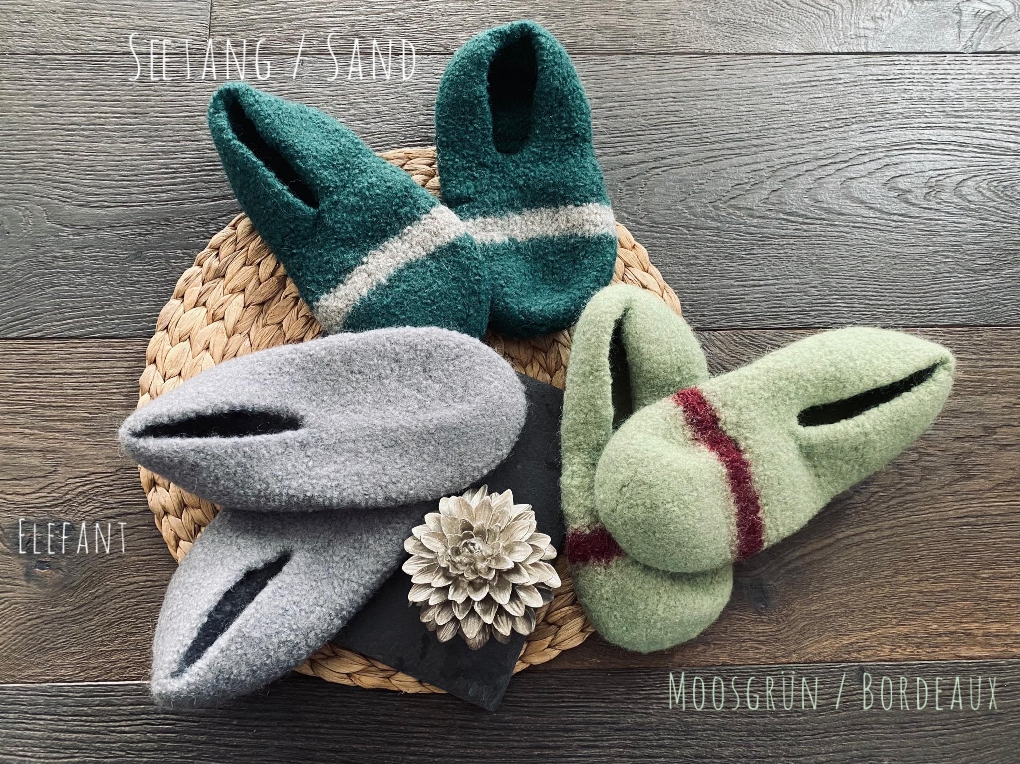 Handgefertigt aus Bayern - Filzschuhe in zwei individuellen Farben gestaltbar aus reinster Schurwolle // Gästeschuhe Hausschuhe // Socken // - Mein Schusterhof