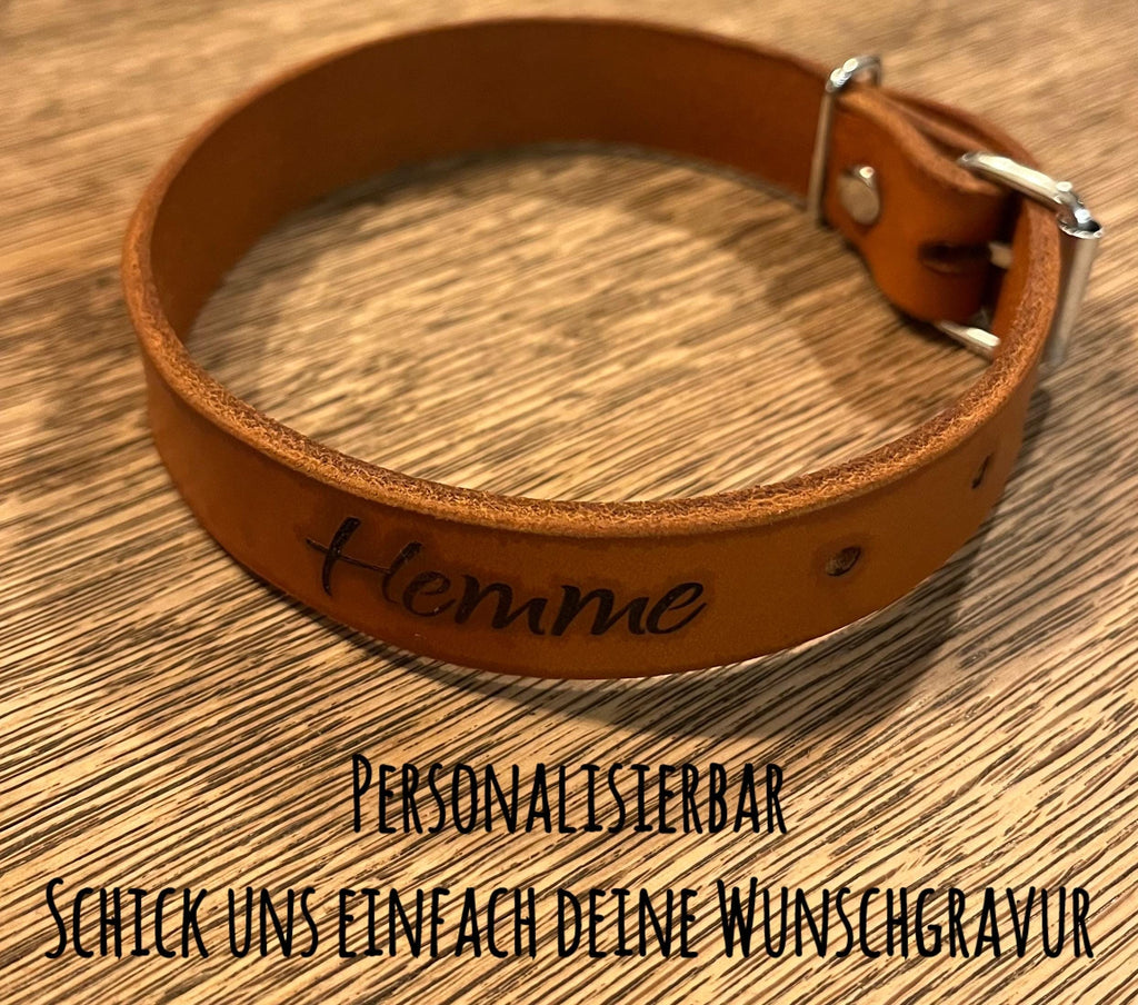 Schlicht & Elegant - robustes Hundehalsband - echtes Sattlerleder - 100% Rindsleder - Handgemacht