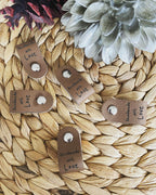 Leder Anhänger mit deinem Bild oder Text / Echtleder Etiketten für Handarbeiten / Wiederverwendbar / Handmade DIY Projekte Geschenkidee Oma