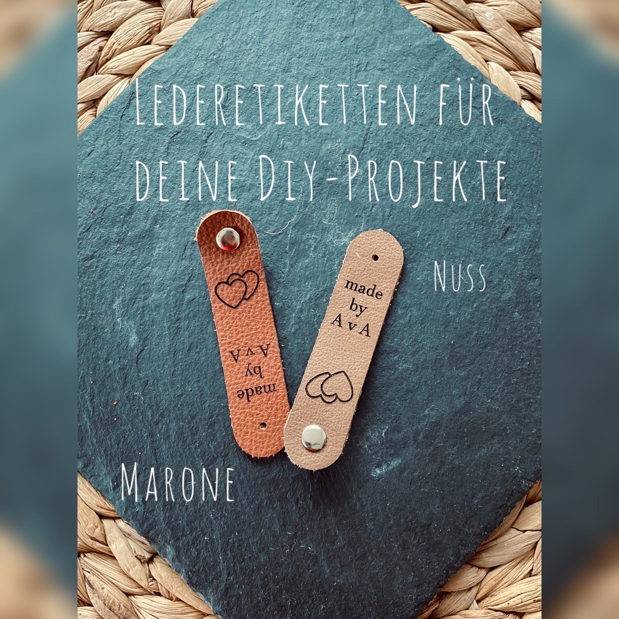 Leder Anhänger mit deinem Bild oder Text / Echtleder Etiketten für Handarbeiten / Wiederverwendbar / Handmade DIY Projekte Geschenkidee Oma - Mein Schusterhof