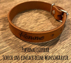 Schlicht & Elegant - robustes Hundehalsband - echtes Sattlerleder - 100% Rindsleder - Handgemacht - Mein Schusterhof